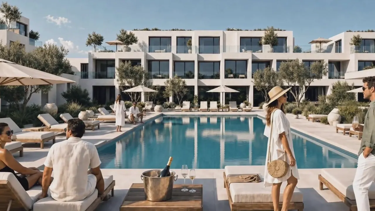 A branded-residences launch film for Marina Sozopol Residences in Sozopol, Bulgaria, opening and closing on Christie's International Real Estate branding, blending real footage, 3D renders, and AI-generated shots of the development.