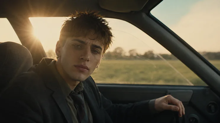 Pavlo Puzikov, cinematic portrait: golden-hour car scene